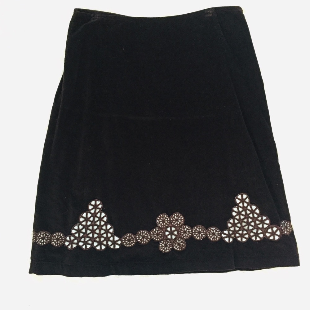 ANTHROPOLOGIE Odille Dark Brown Eyelet Skirt Size 4